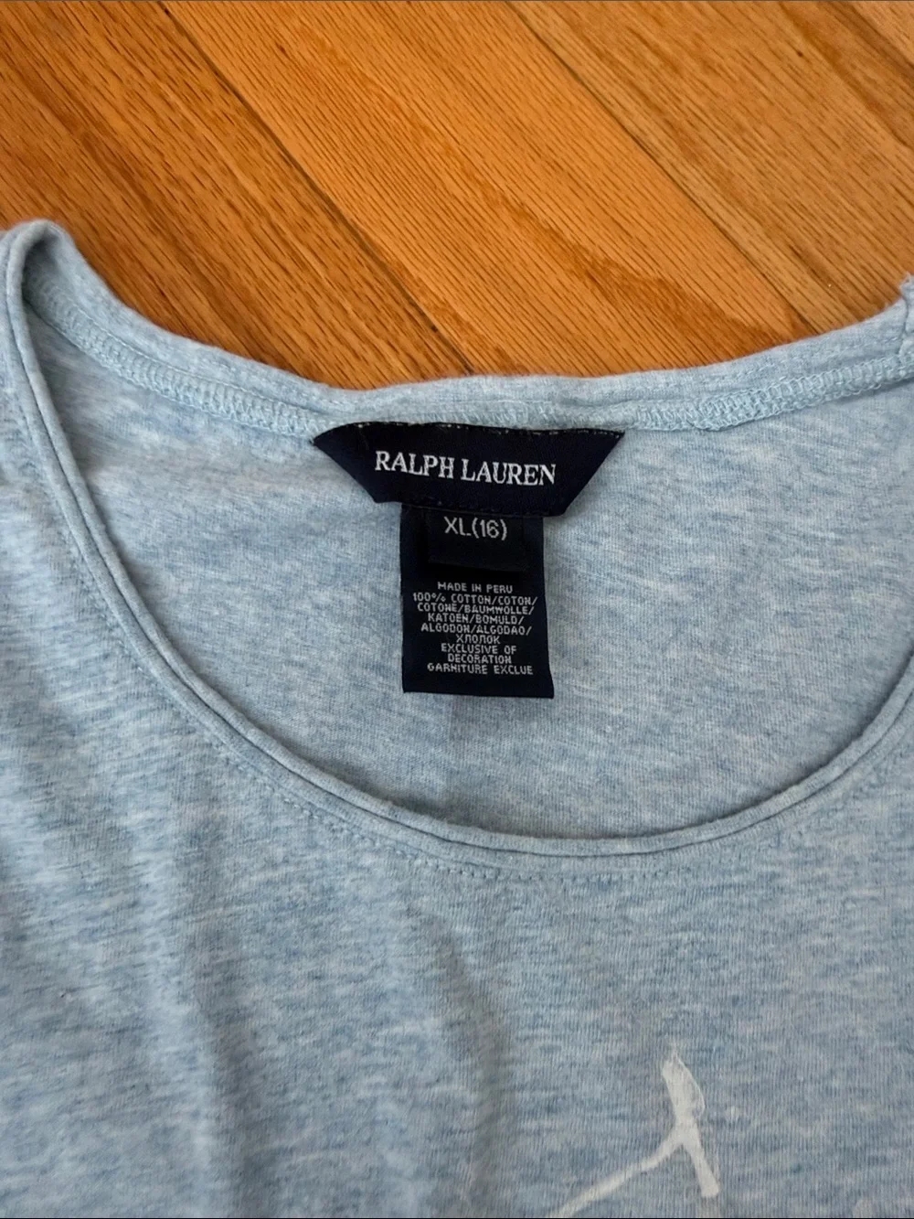 Ralph Lauren Heather Light Blue Girls Short Sleeve Polo Logo Tee